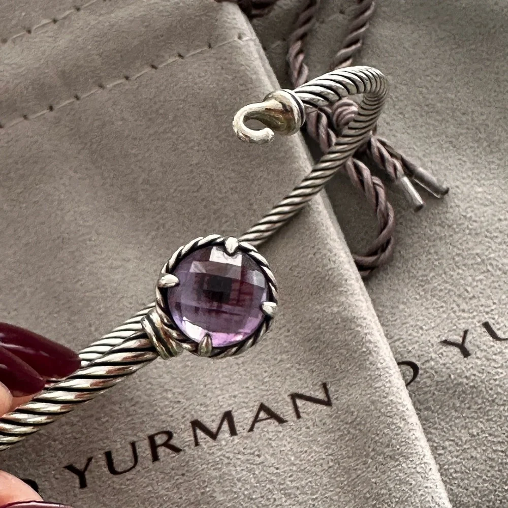 🩷David Yurman Silver Bracelet with amethyst Châtelaine Bracelet silver 925 - Picture 8 of 11